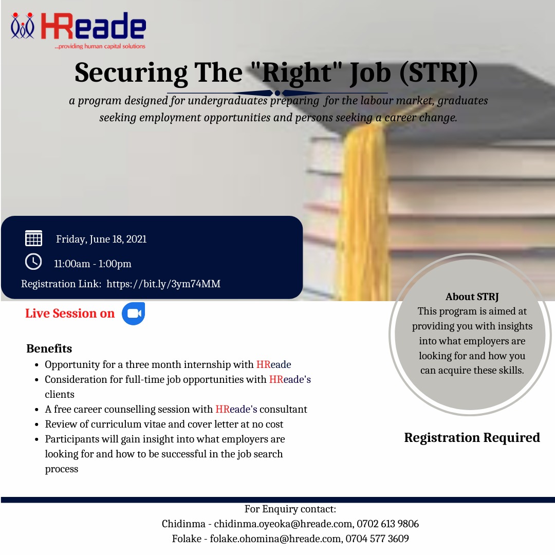 Securing The “Right” Job STRJ – June Edition